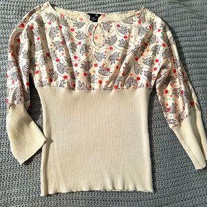 Guess satin/sweater. Beautiful pale barely there pink. Unique flattering fit.